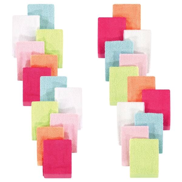 slide 1 of 1, Hudson Baby Infant Girl 24Pc Rayon from Bamboo Woven Washcloths, Tropical, One Size - Tropical - One Size One Size - Tropical