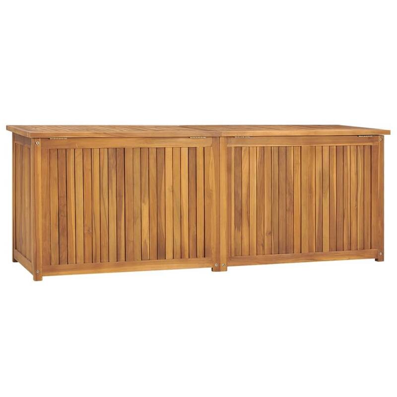 Misty Outdoor 59 Inch Storage Box, Weather Resistant Brown Acacia Wood