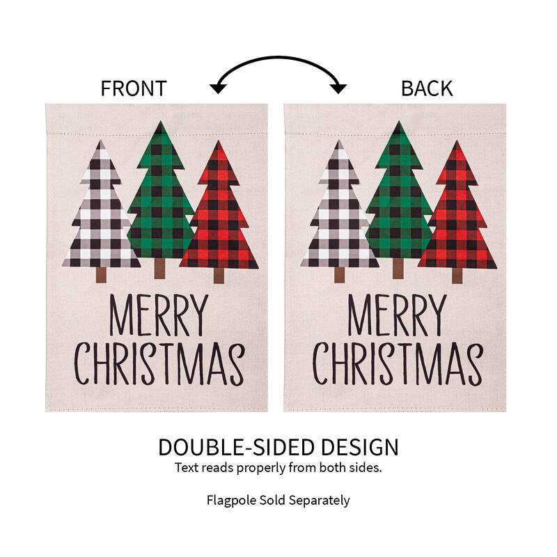 Mixed Pattern Trees "Merry Christmas" Garden Suede Flag, SNL