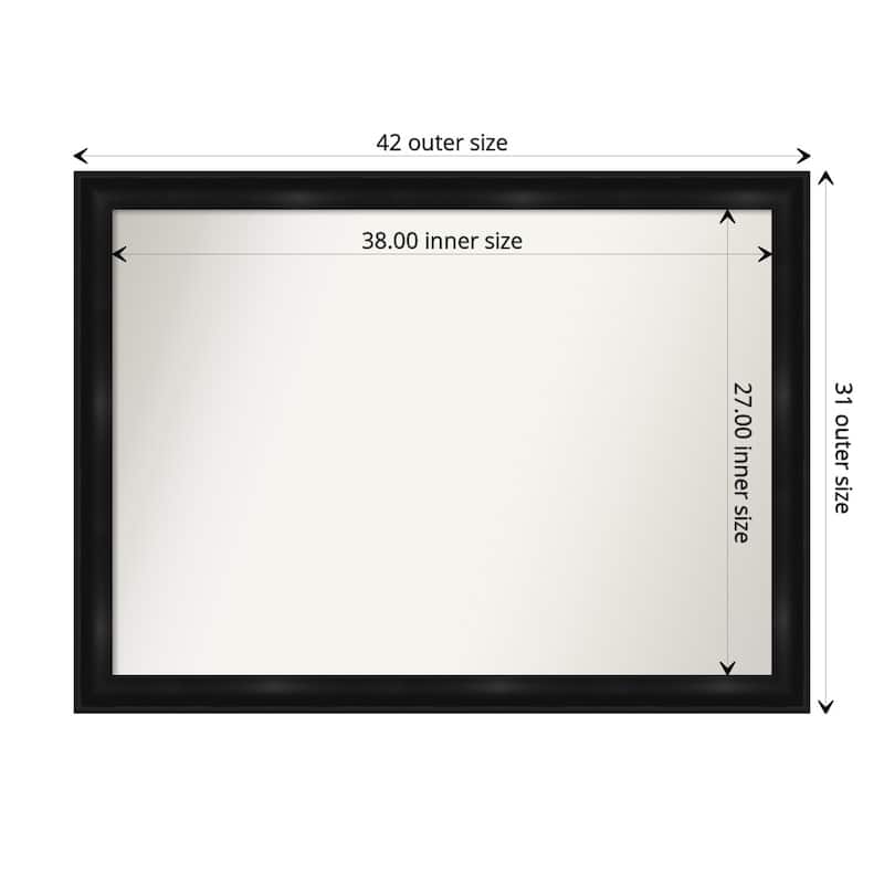 Non-Beveled Bathroom Wall Mirror - Grand Black Narrow Frame - 42 x 31 in - Grand Black Narrow