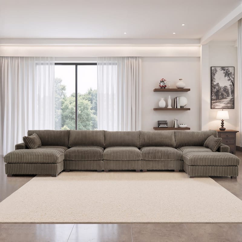 Oversized U-shaped Plush Modular Sectional Sofa Set