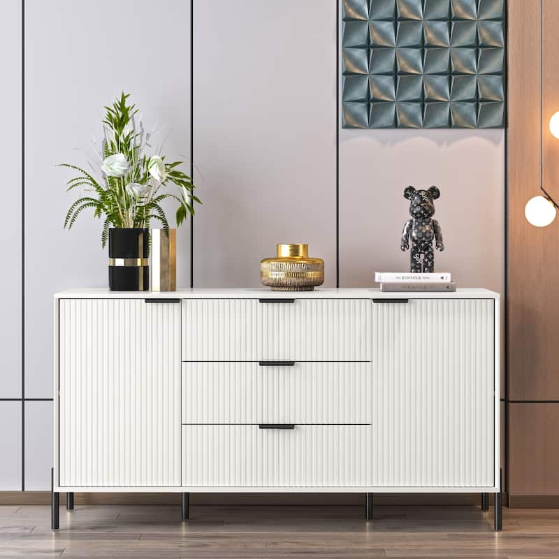 58" Premium Storage Cabinet Dresser - Versatile and Stylish - Off White