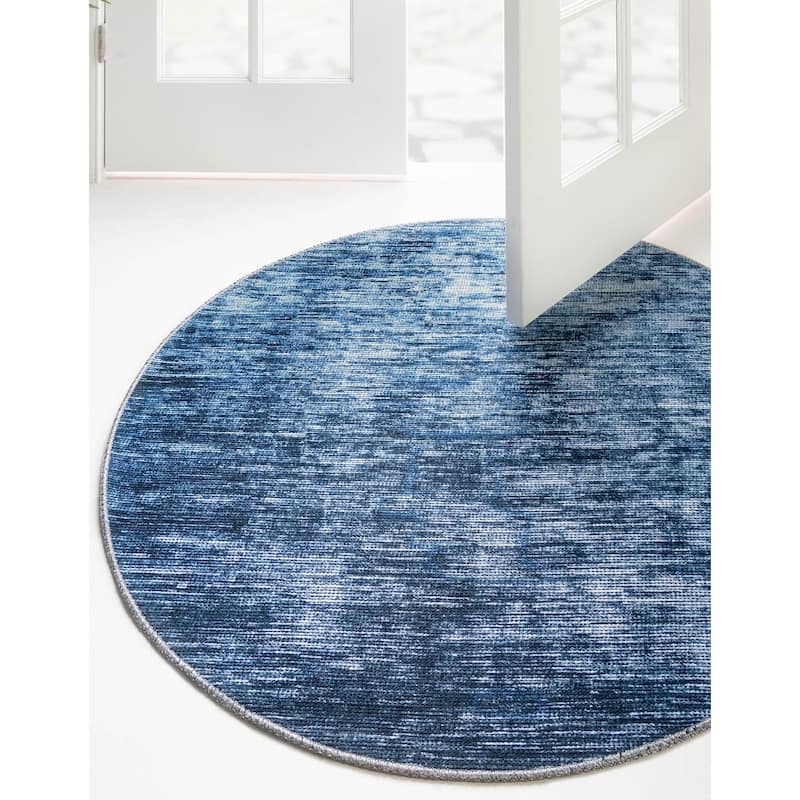 Contemporary Kayst Collection Area Rug - Blue - 3'6" Round