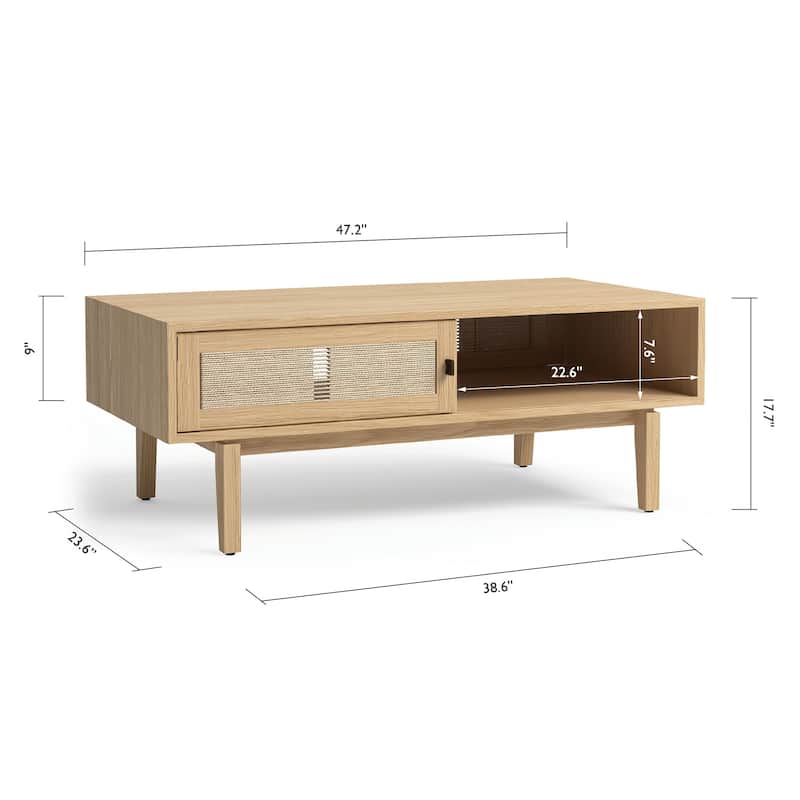 Studio London Lucas Storage Oak Wood Coffee Table for Living Room