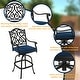 preview thumbnail 12 of 14, Clihome Outdoor Cast Aluminum Vintage Carved Barstools Chairs with Cushions (Set of 2)