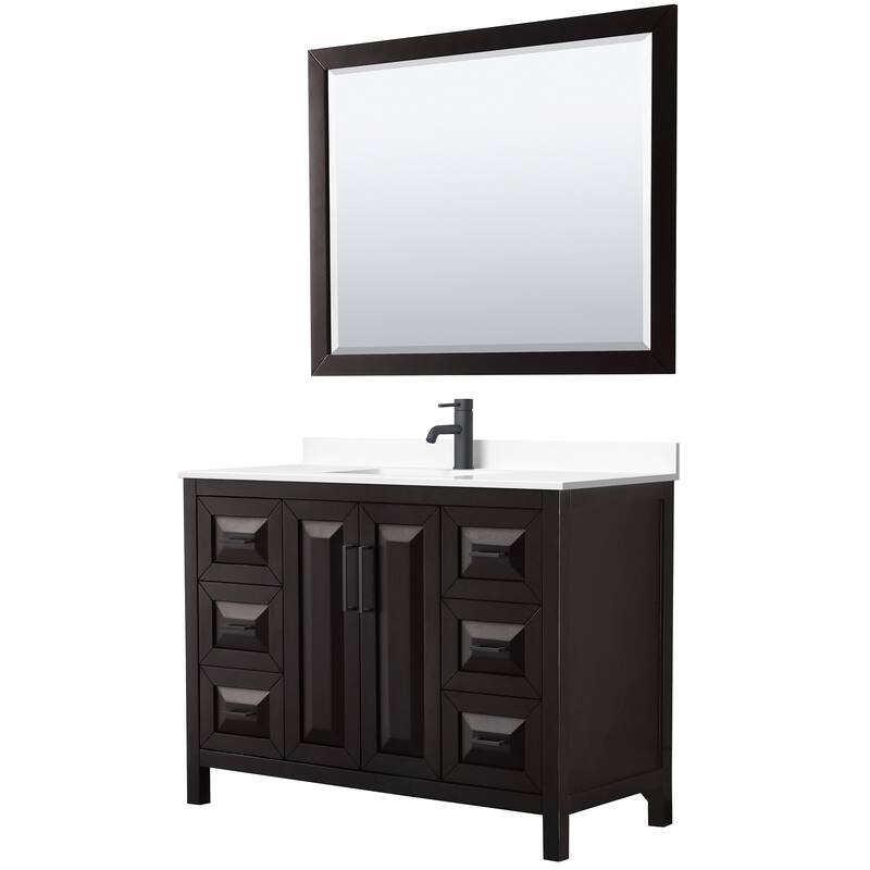Wyndham Collection Daria 48" Free Standing Single Basin Vanity Set - Dark Espresso / White Cultured Marble Top / Matte