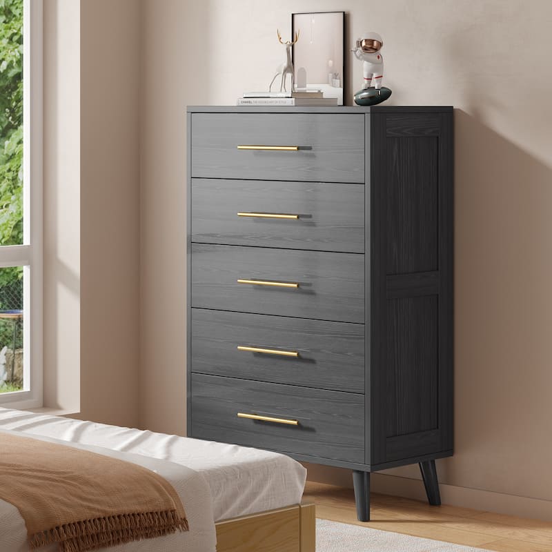 5/6/Chest of Drawers Dresser Modern Drawers with Metal Handles, Wood Storage Dresser for Bedroom, Living Room, Entryway