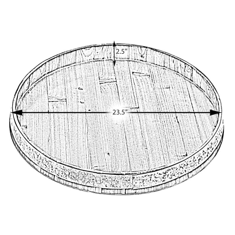 Large Barrel Head Decorative Storage Serving Tray