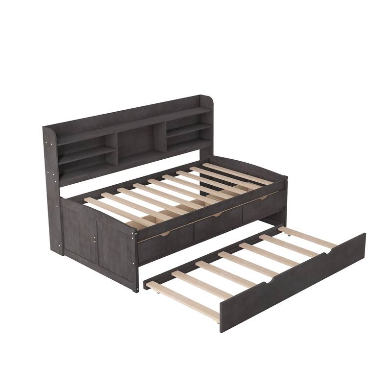 Twin Size Wooden Captain Bed