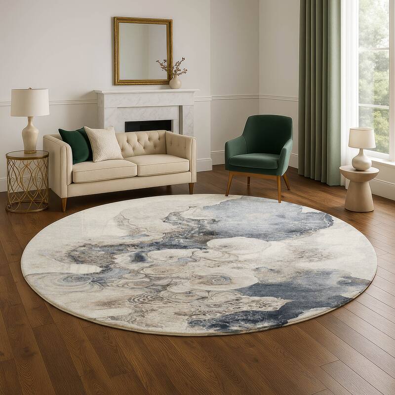 Premium Washable Super Soft Abstract Chic Mayfield Rug - Ivory - 8' x 8'