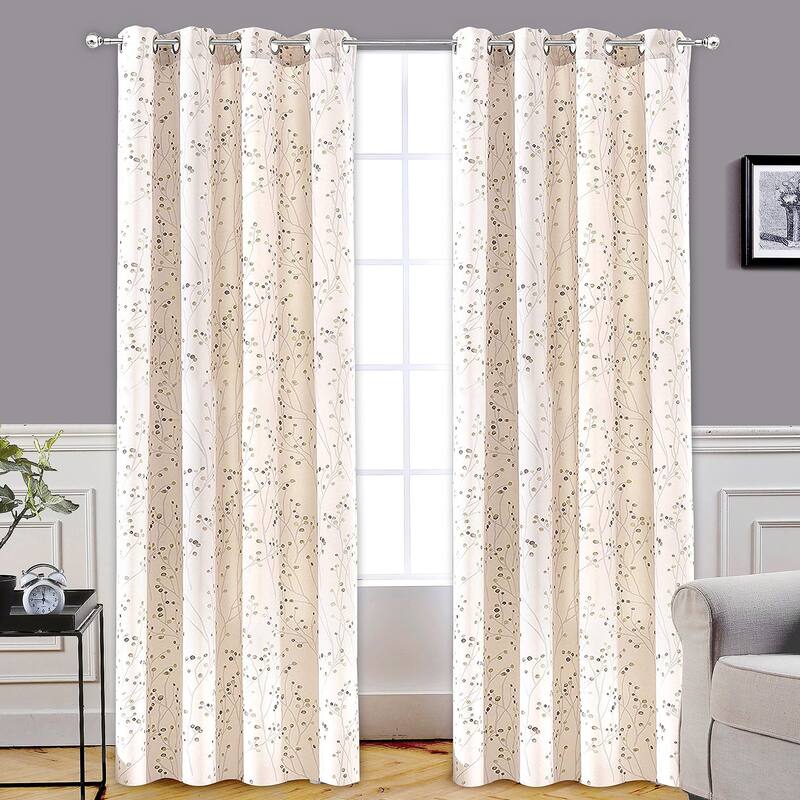 DriftAway Harper Ink Botanical Room-darkening Curtain Panel Pair