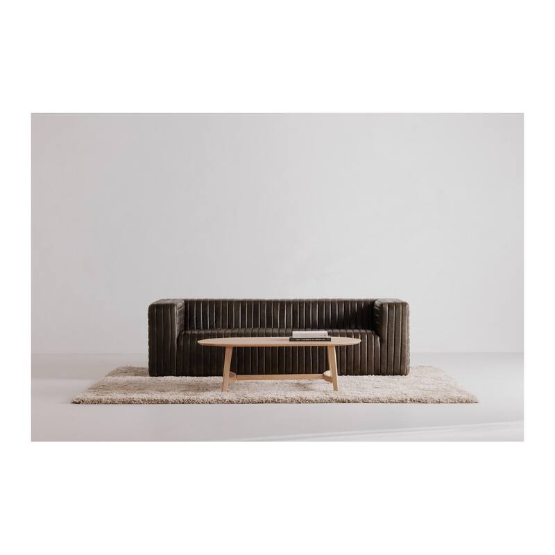 Aurelle Home Tyier Mid-Century Modern Solid Oak Coffee Table - 54" W x 17" H x 28" D