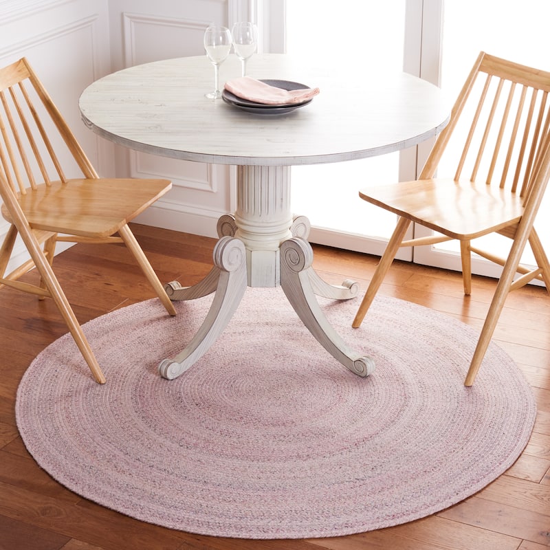 SAFAVIEH Handmade Braided Anastasie Round Rug - 6' Round - Pink/Grey