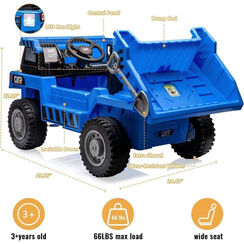 Ride On Dump Truck, 4 Wheeler Toy, Ride On Toys for Kids,12V Ride On Car with Remote Control