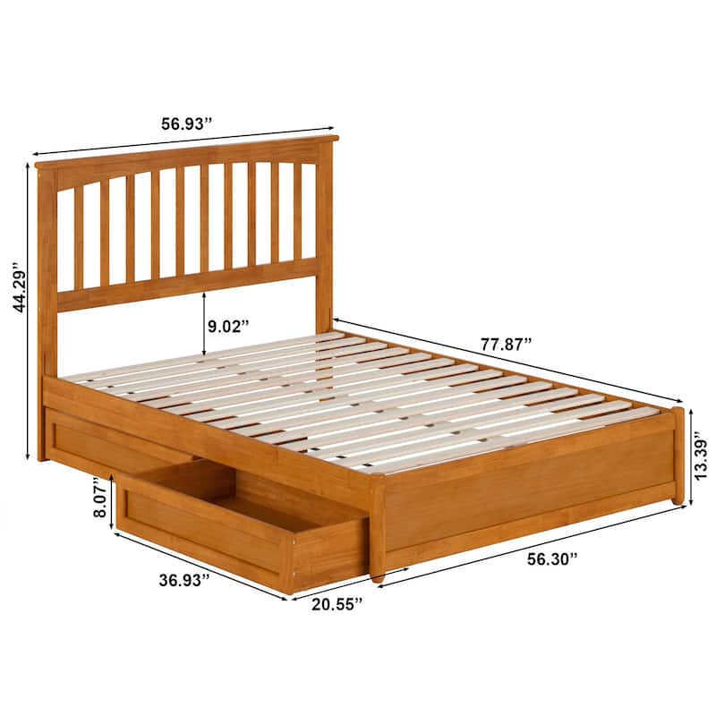 Everett Platform Bed with Panel Footboard and Storage Drawers