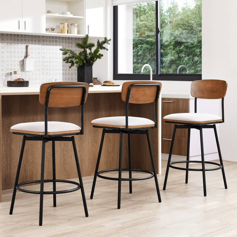 Spruce & Spring Claire Swivel Counter Height Bar Stool Set