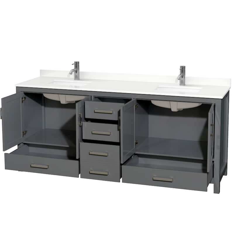 Sheffield 80-inch Double Vanity, Single Hole Quartz Top