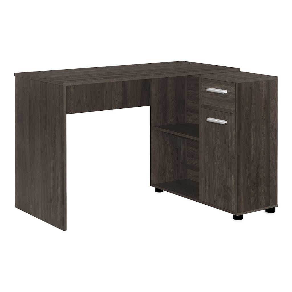 Computer Desk, Home Office, Corner, Storage Drawers, 46"l, L Shape, Work, Laptop, Brown Laminate, Contemporary