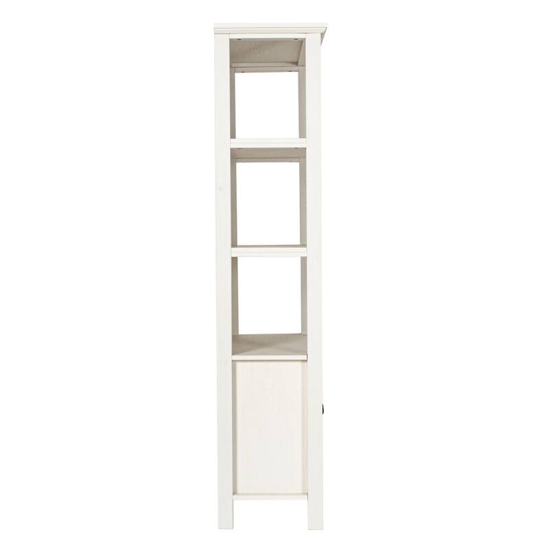 Modern Farmhouse Bookcase with Open Shelving and Glass Door Cabinet