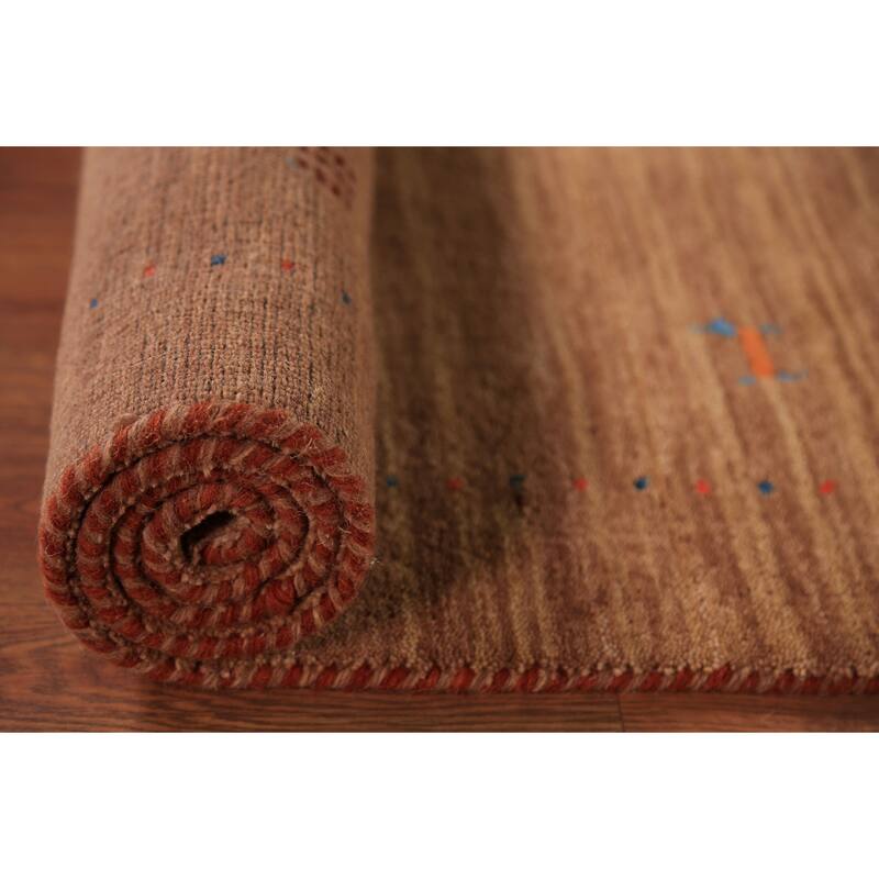 Tribal Gabbeh Indian Foyer Rug Hand-Knotted Modern Wool Carpet - 3'2" x 4'11"