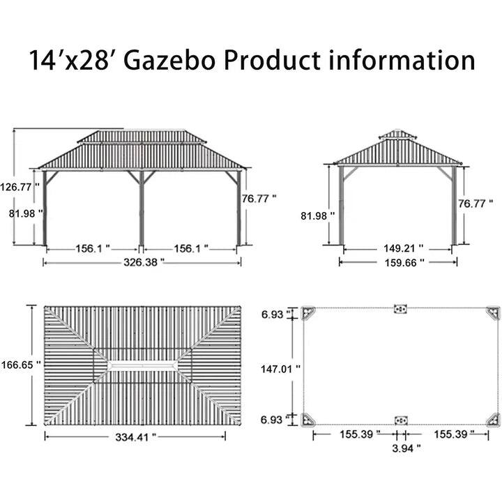 PURPLE LEAF Outdoor Galvanized Steel Hardtop Gazebo, Aluminum Frame Gazebo With Curtains