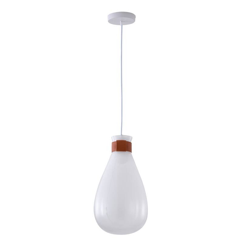 Pendant Light - Farmhouse White Metal Shade - Adjustable Hanging Lamp for Kitchen Island - 9.5