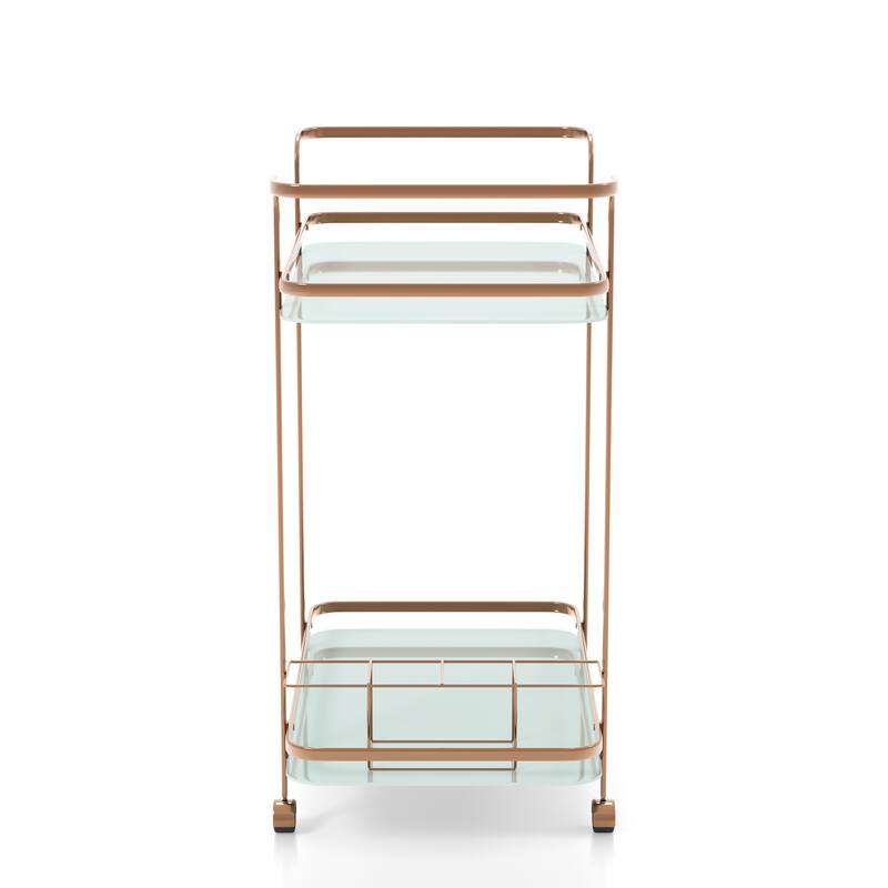 Reinhardt Modern Gold Metal 2-Shelf Serving Cart by Strick & Bolton