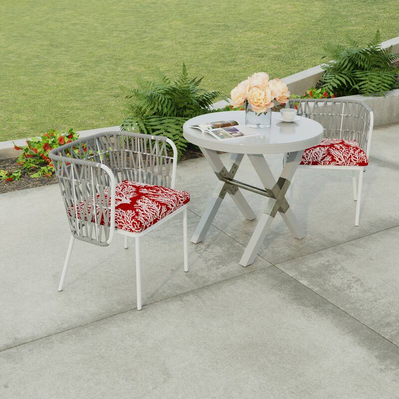 19" x 17" Outdoor Seat Cushion with Ties - Set of 2 - 19" W x 17" L x 2" H