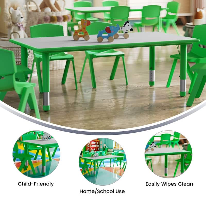 23.625"W x 47.25"L Plastic Adjustable Activity Table-School Table for 6