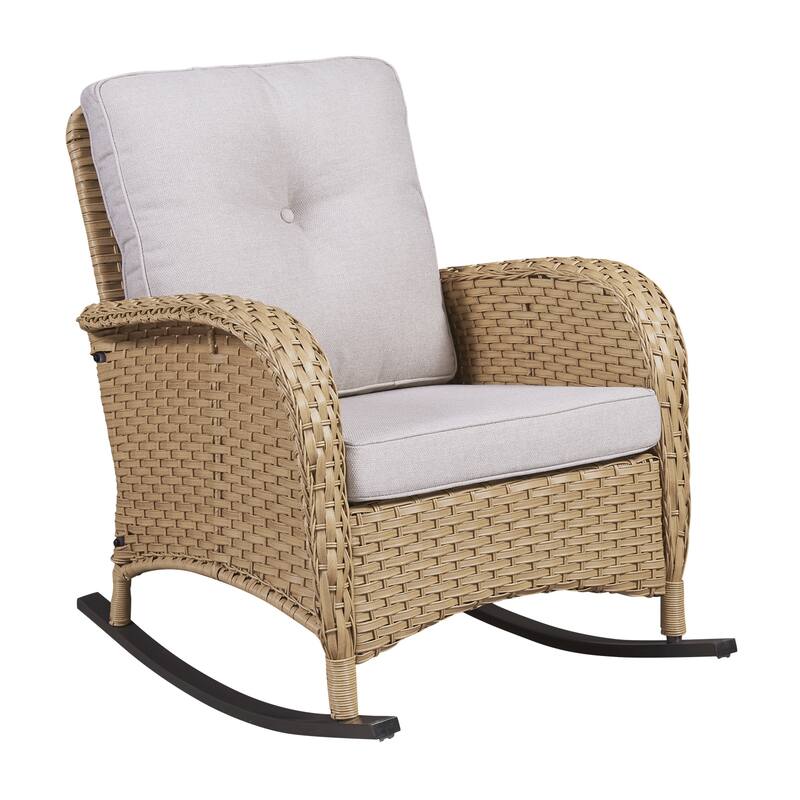Gymojoy Outdoor Rocking Chairs Table with Cushions Set of 2