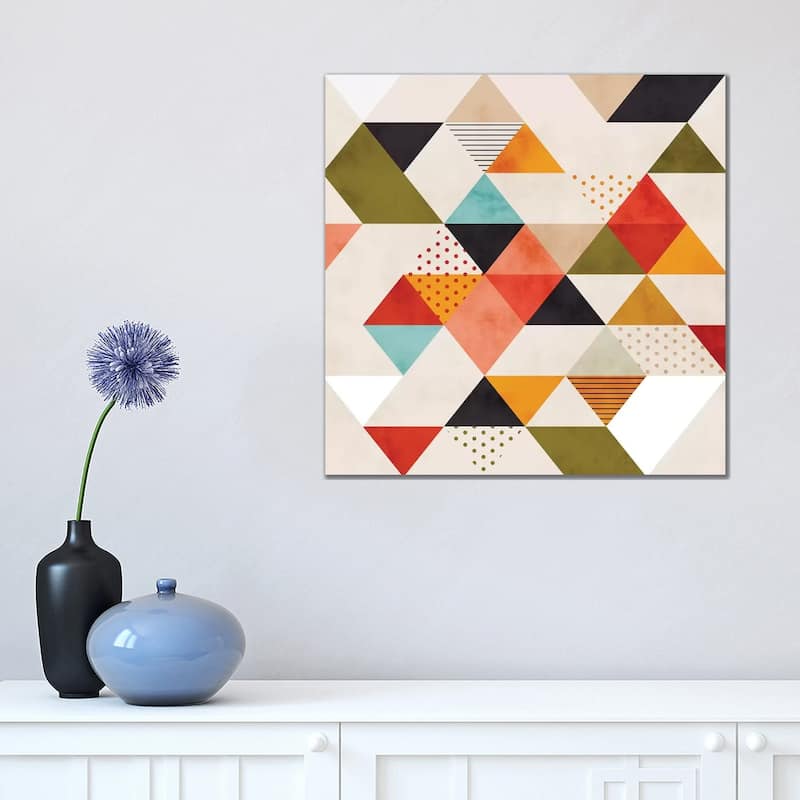 iCanvas "Geometric Mid Century Triangles" by Ana Rut Bre© Canvas Print - 18x18x1.5