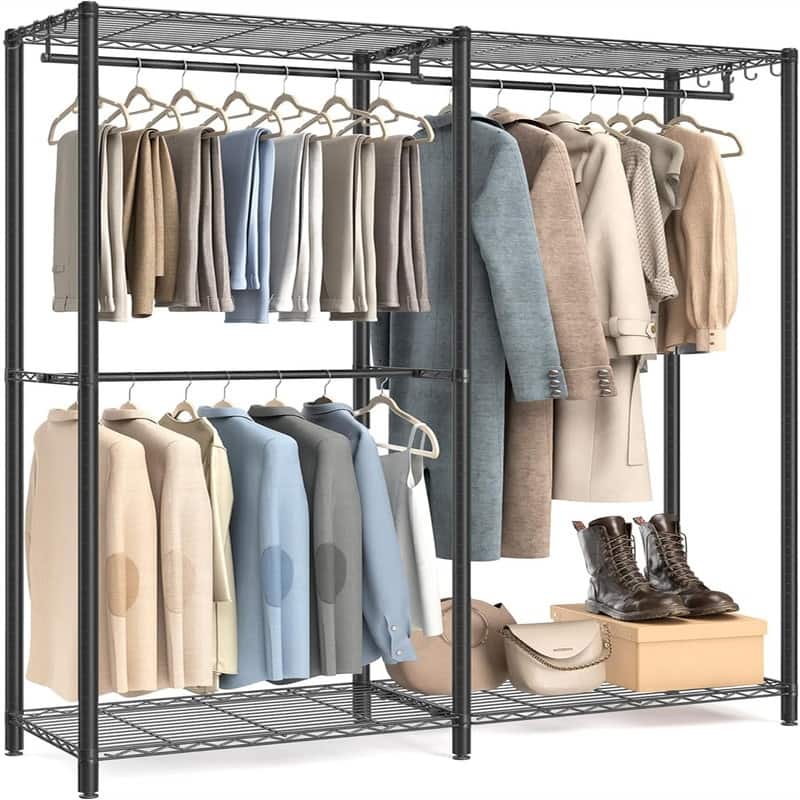 Freestanding Wardrobe Closet - 15.8"D x 47.2"W x 70.9"H - Ink Black