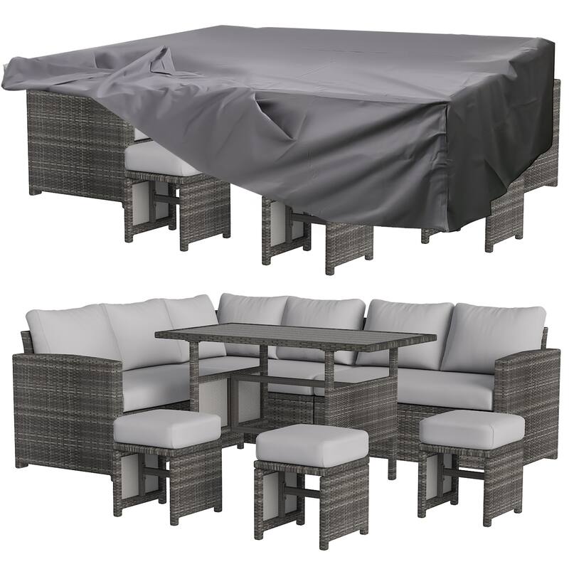 AECOJOY 7 Pieces Patio Furniture Set Outdoor Sectional Sofa Rattan Conversation Set