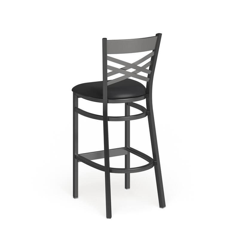 2 Pack Clear Coated ''X'' Back Metal Restaurant Barstool - 17"W x 18"D x 42.25"H - 17"W x 18"D x 42.25"H