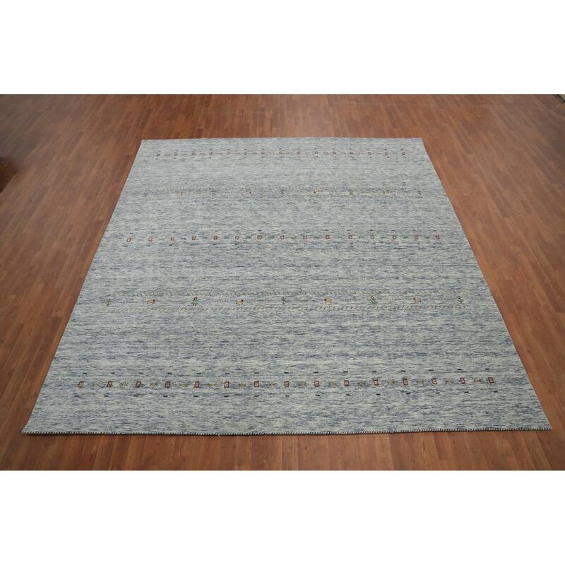 Hand Knotted Oriental 100% Wool Carpet Tribal Animal Pictorial Beige & Ivories Gabbeh Area Rug - 10' 0'' X 9' 8''