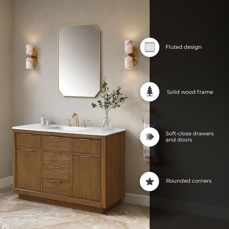 OVE Xander Bathroom Vanity with White Engineered Stone Top