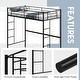 preview thumbnail 5 of 7, Twin Size Space-saving Metal Loft Bed with Full-Length Guardrail and 2 Ladders-Black - Black