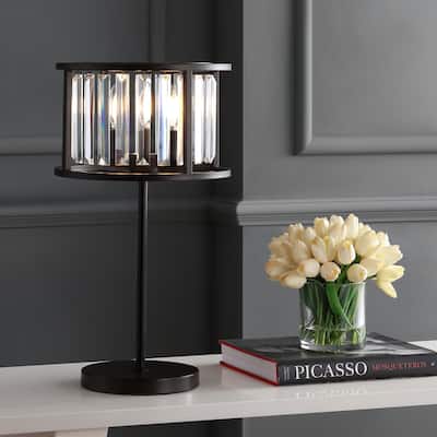 Stork 21.5" Metal/Crystal LED Table Lamp, Oil Rubbed Bronze/Crystal by JONATHAN Y