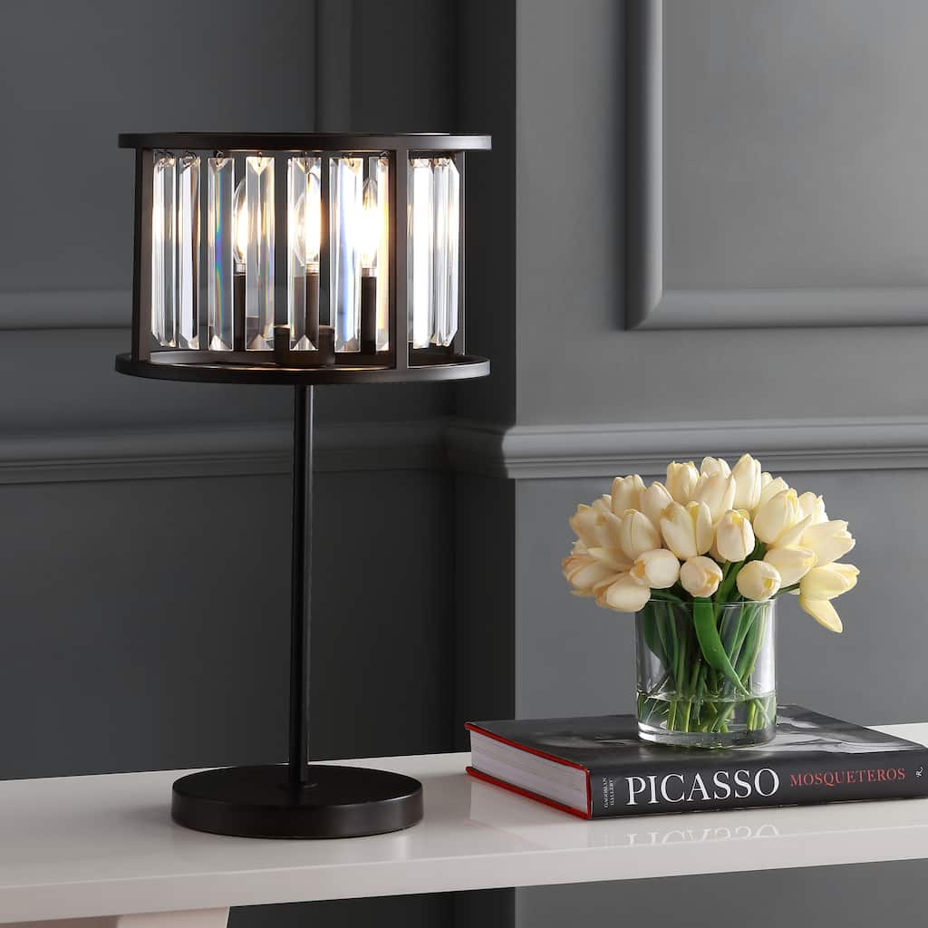 Stork 21.5" Metal/Crystal LED Table Lamp, Oil Rubbed Bronze/Crystal by JONATHAN Y