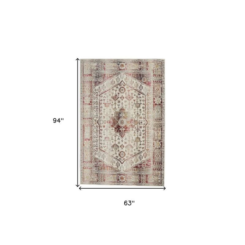 HomeRootsFloral Transitional Rectangle Area Rug - 94' X '63' X '0.5