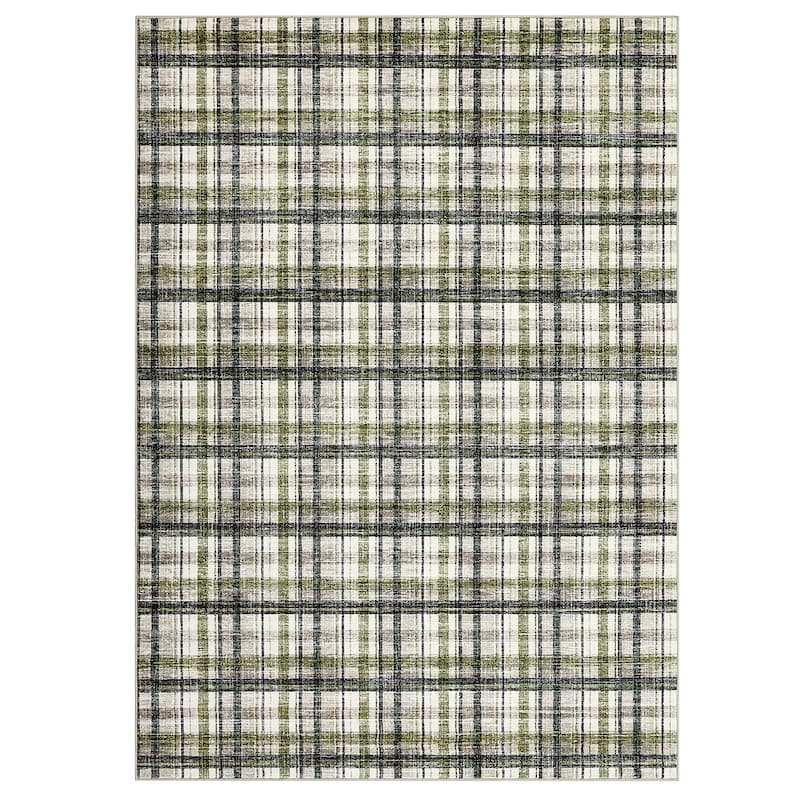 Garvee Timeless Check Washable Area Rug