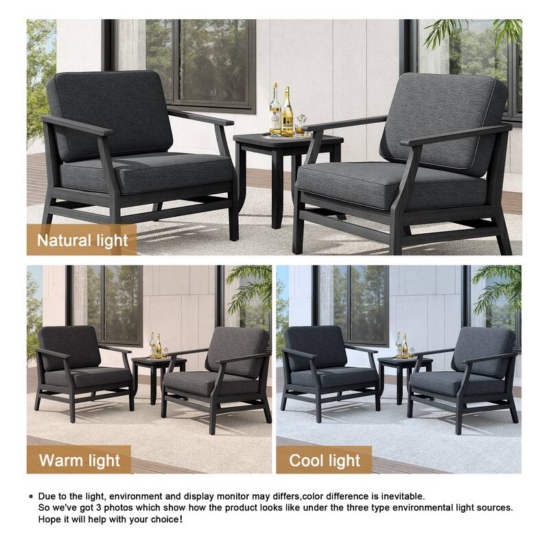 Teak Outdoor Bistro Set with Weather-Resistant Cushions (3-Piece Set)