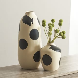SAFAVIEH Home Tahleah Cream/Black Ceramic Vase Set of 2 - Set of 2