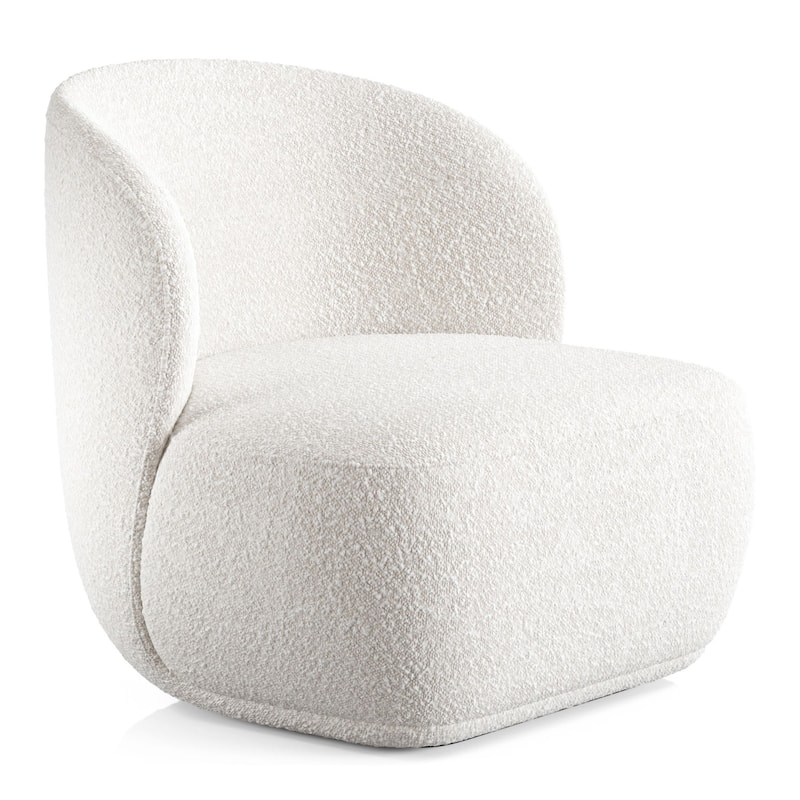 HomeRoots 31" White Boucle Wingback Chair - 31.00 in. x 28.40 in. x 30.00 in.