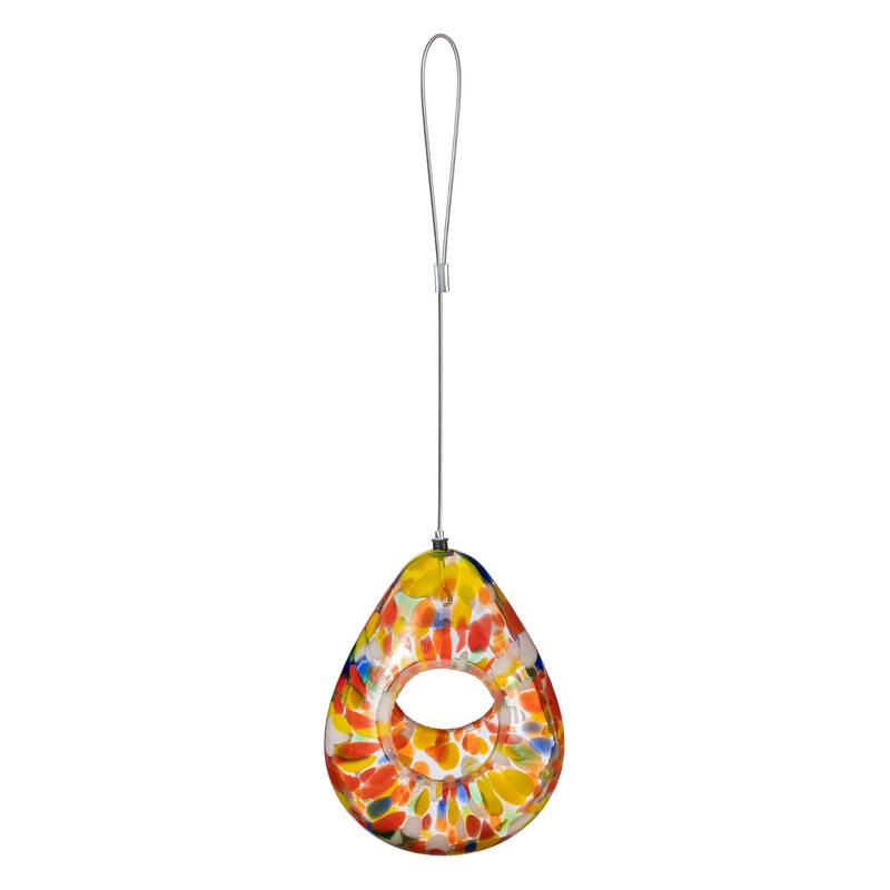 Glitzhome 6.75''H Glass Water Drop Hanging Dots Birdfeeder