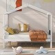 preview thumbnail 15 of 36, Full Size Wood House Bed with Storage Space and Roof