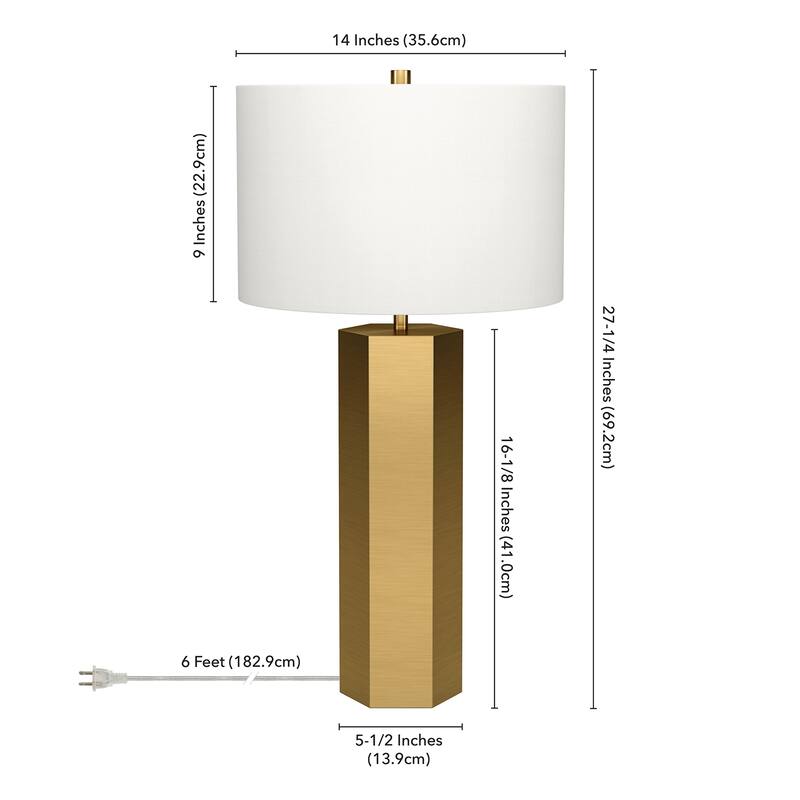 Warren 27.25" Tall Table Lamp with Fabric Shade - 27.5" Tall