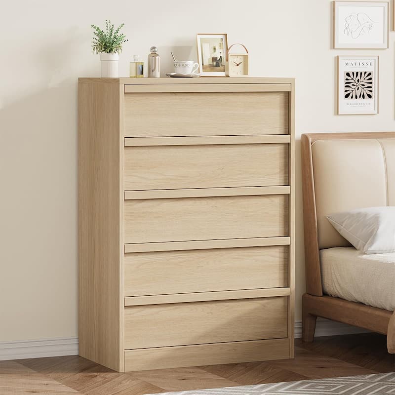 5/7 Drawer Dresser for Bedroom, Modern 5 Chest of Drawers Tall with Large Drawers Storage, Wooden Dresser Organizer