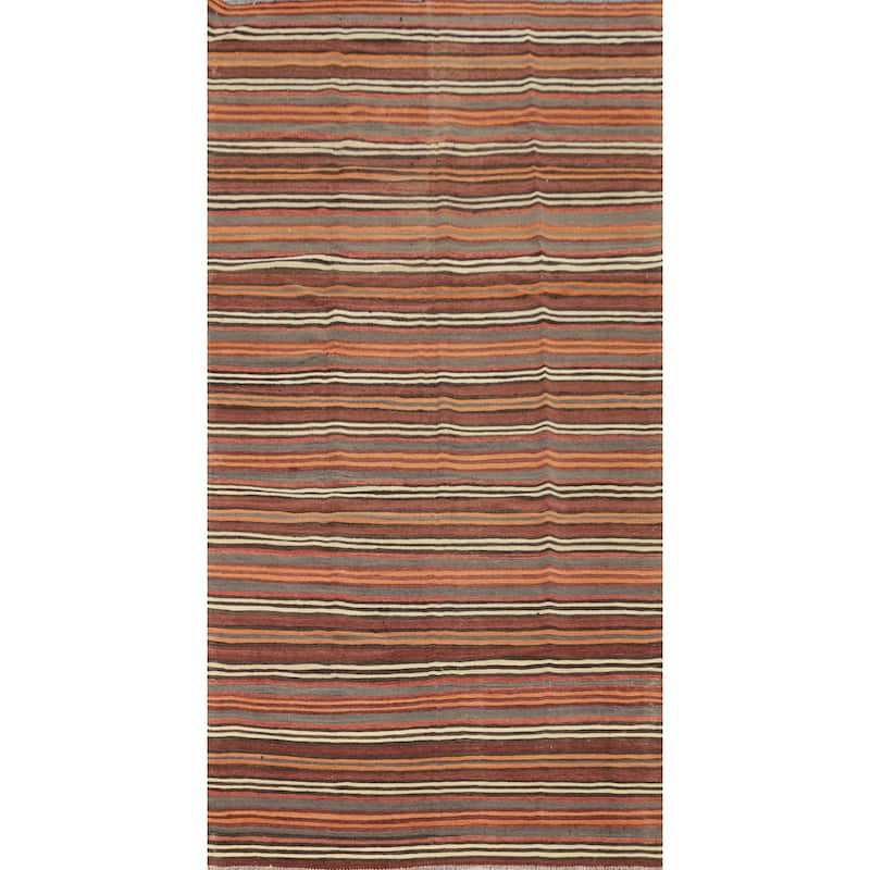 Hand Woven Oriental 100% Wool Carpet Southwestern Geometric Multi-Colored Kilim Area Rug - 10' 4'' X 5' 2''