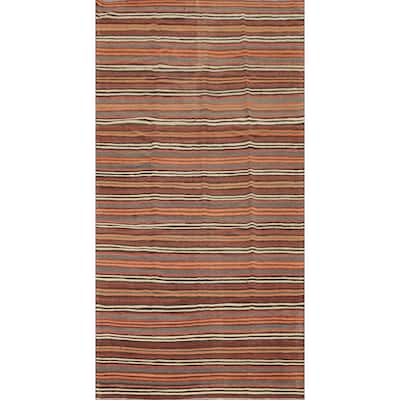 Hand Woven Oriental 100% Wool Carpet Southwestern Geometric Multi-Colored Kilim Area Rug - 10' 4'' X 5' 2''